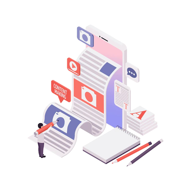 Digital Marketing - AR Innovations content making blog concept with human character stationery 3d isometric illustration 1284 55138 - AR Innovations